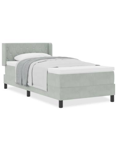 Letto a molle con testiera Grigio chiaro 200 x 90 cm Poliestere