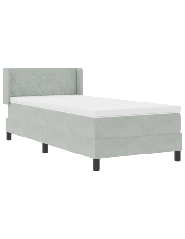 Letto a molle con testiera Grigio chiaro 200 x 90 cm Poliestere