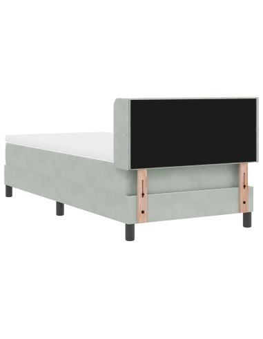 Letto a molle con testiera Grigio chiaro 200 x 90 cm Poliestere