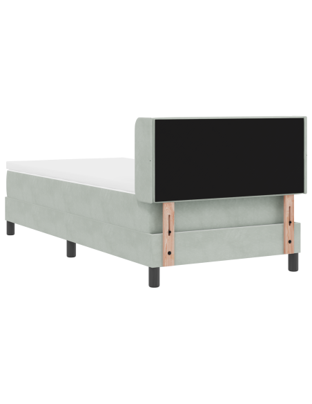 Letto a Molle con Materasso Grigio Chiaro 90x200 cm Velluto