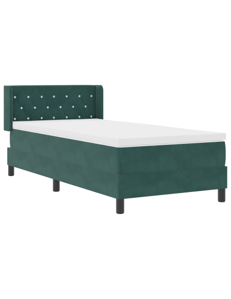 Letto a molle con materasso Verde Scuro 200 x 90 cm Poliestere