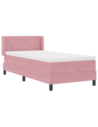 Letto a molle con materasso Rosa 200 x 90 cm Poliestere