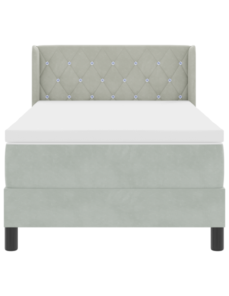 Letto con Rete e Materasso Grigio Chiaro 100x200 cm Velluto