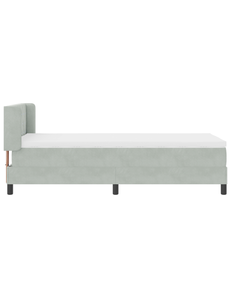 Letto con Rete e Materasso Grigio Chiaro 100x200 cm Velluto