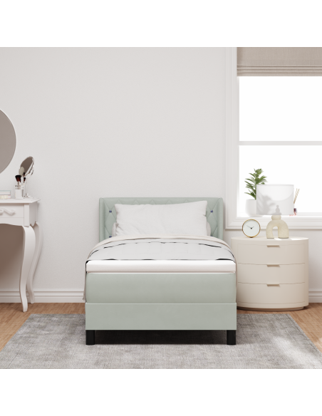 Letto con Rete e Materasso Grigio Chiaro 100x200 cm Velluto