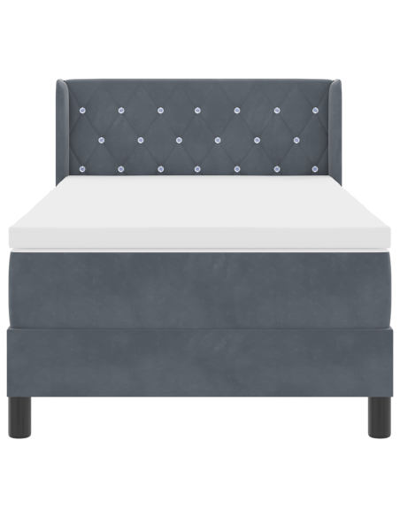 Letto a Molle  con Materasso Grigio Scuro 100x200 cm in Velluto