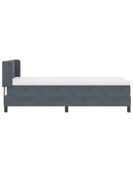 Letto a Molle  con Materasso Grigio Scuro 100x200 cm in Velluto