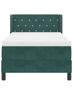 Letto a molle con materasso Verde Scuro 200 x 100 cm Poliestere