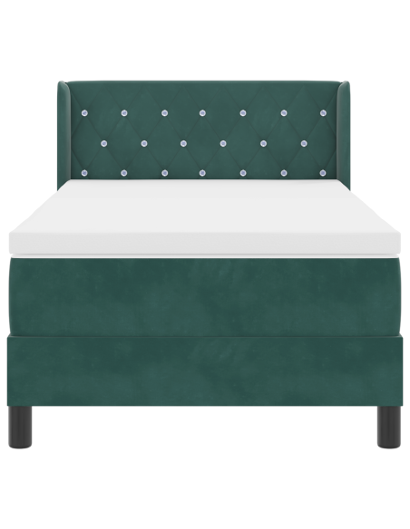 Letto a Box con Materasso Verde Scuro 100x200 cm in Velluto