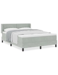 Letto a molle Grigio chiaro 190 x 140 cm Poliestere 2