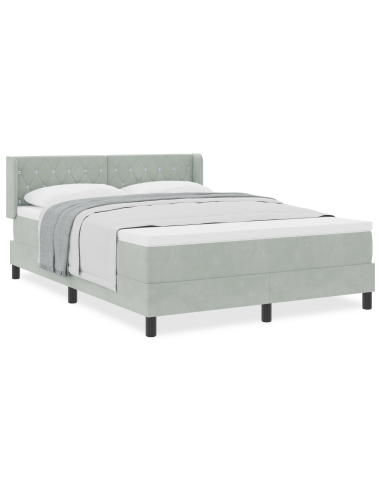 Letto a molle Grigio chiaro 190 x 140 cm Poliestere