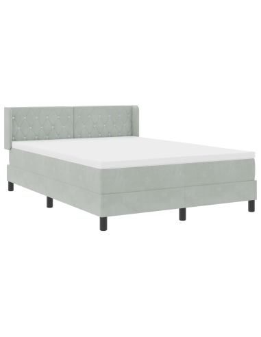 Letto a molle Grigio chiaro 190 x 140 cm Poliestere