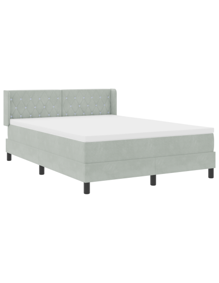 Letto Box Spring con Materasso Grigio Chiaro 140x190 cm Velluto