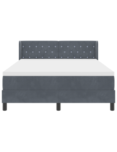 Letto a molle con testiera Grigio scuro 190 x 140 cm Poliestere