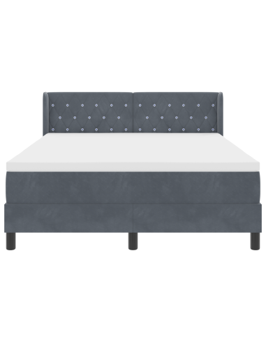 Letto a molle con testiera Grigio scuro 190 x 140 cm Poliestere