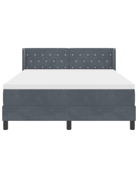 Letto a molle con testiera Grigio scuro 190 x 140 cm Poliestere