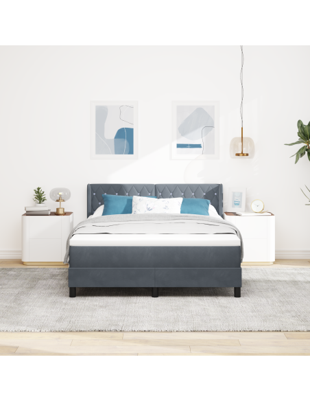 Letto con rete a doghe e materasso Grigio scuro 140x190 cm Velluto