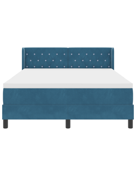 Letto Box con Materasso Blu Scuro 140x190 cm Velluto