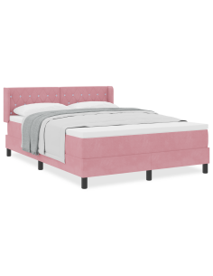 Letto a molle con materasso Rosa 190 x 140 cm Poliestere 2