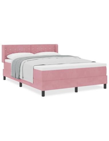 Letto a molle con materasso Rosa 190 x 140 cm Poliestere