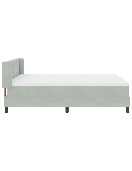 Letto a Rete con Materasso Grigio Chiaro 140x200 cm Velluto