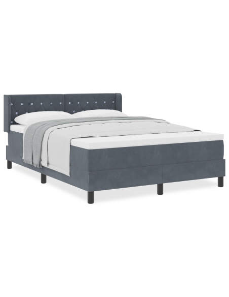 Letto con rete a doghe e materasso Grigio scuro 140x200 cm Velluto