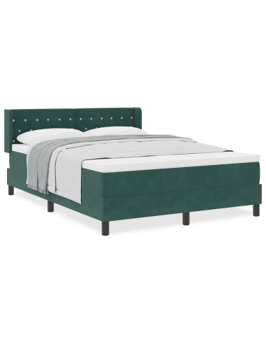 Letto a molle con materasso Verde Scuro 200 x 140 cm Poliestere