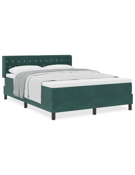 Letto a Box con Materasso Verde Scuro 140x200 cm Velluto