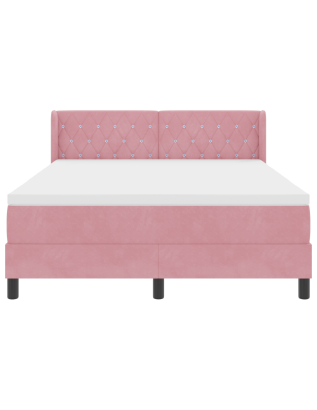 Letto Box Spring con Materasso Rosa 140x200 cm Velluto