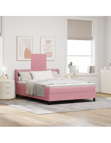 Letto a molle con materasso Rosa 200 x 140 cm Poliestere