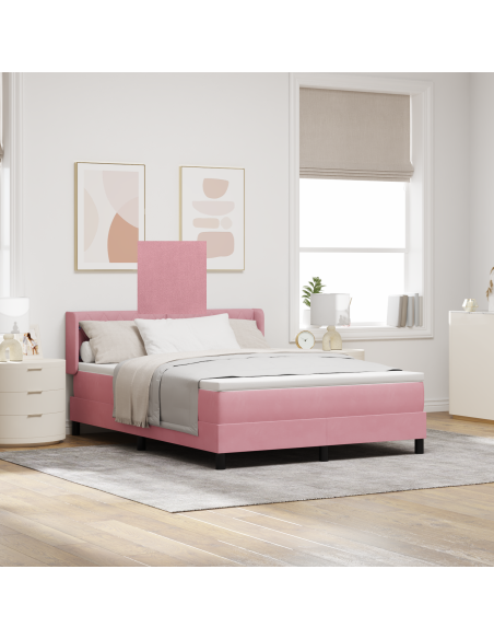 Letto Box Spring con Materasso Rosa 140x200 cm Velluto