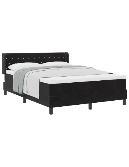 Letto con Box Spring e Materasso Nero 160x200 cm Velluto