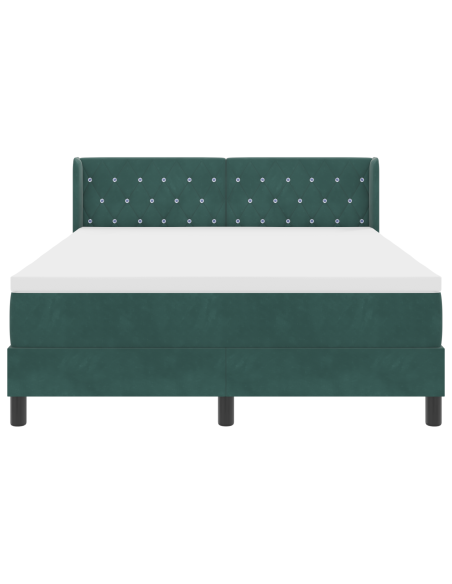 Letto Box Spring  con Materasso Verde Scuro 160x200 cm Velluto