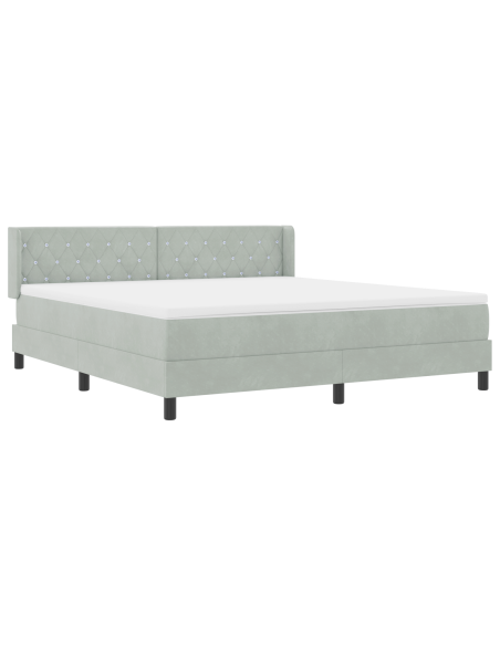 Letto a Molle con Materasso  Grigio Chiaro 180x200 cm Velluto