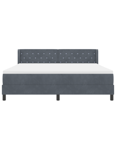 Letto a molle con testiera Grigio scuro 200 x 180 cm Poliestere