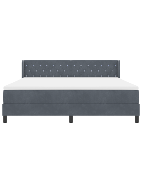 Letto con Box Spring e Materasso Grigio Scuro 180x200 cm Velluto