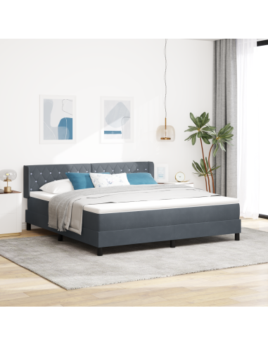 Letto a molle con testiera Grigio scuro 200 x 180 cm Poliestere