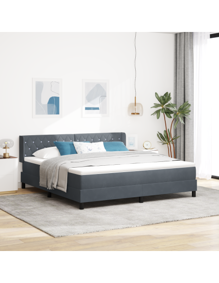 Letto con Box Spring e Materasso Grigio Scuro 180x200 cm Velluto