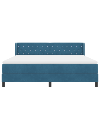 Letto a molle con materasso Blu Scuro 200 x 180 cm Poliestere