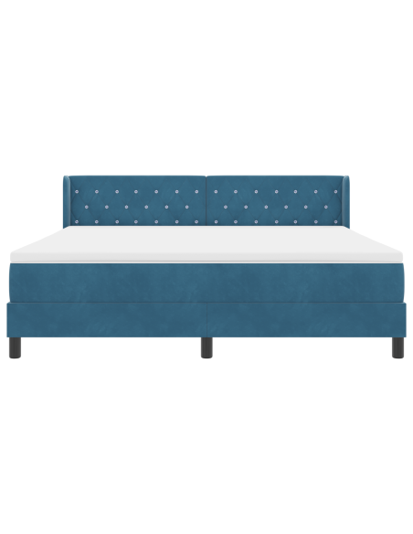 Letto a Molle Box con Materasso Blu Scuro 180x200 cm Velluto