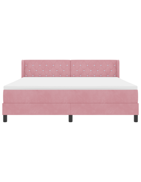 Letto a molle con materasso Rosa 200 x 180 cm Poliestere