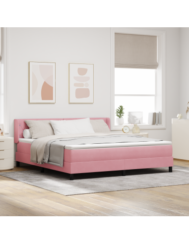 Letto a molle con materasso Rosa 200 x 180 cm Poliestere