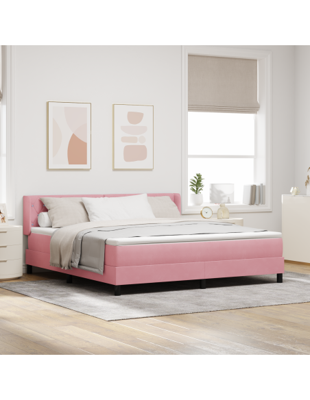 Letto a molle con materasso Rosa 200 x 180 cm Poliestere