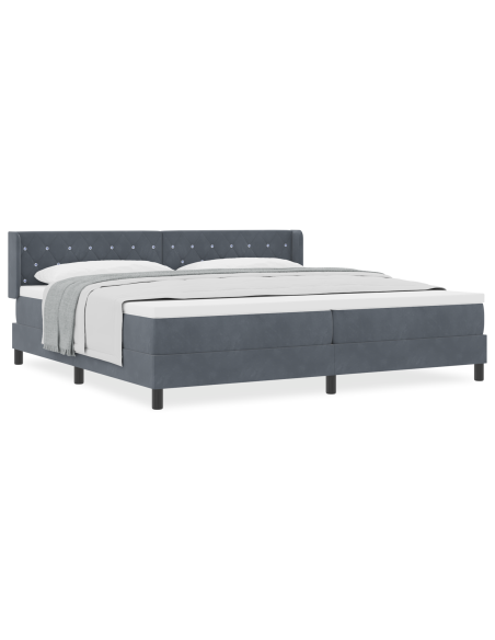 Letto Box Spring con Materasso Grigio Scuro 200x200 cm Velluto