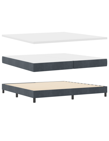 Letto a molle con testiera Grigio scuro 200 x 200 cm Poliestere