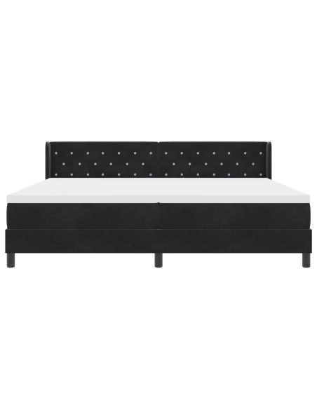 Letto Box Spring con Materasso nero 200x200 cm in Velluto