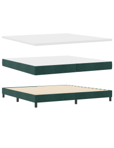 Letto a molle con materasso Verde Scuro 200 x 200 cm Poliestere 2