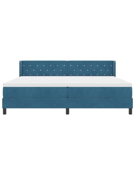 Letto Box Spring  con Materasso Blu Scuro 200x200 cm in Velluto