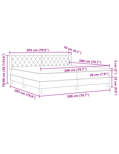Letto a molle con materasso Blu Scuro 200 x 200 cm Poliestere