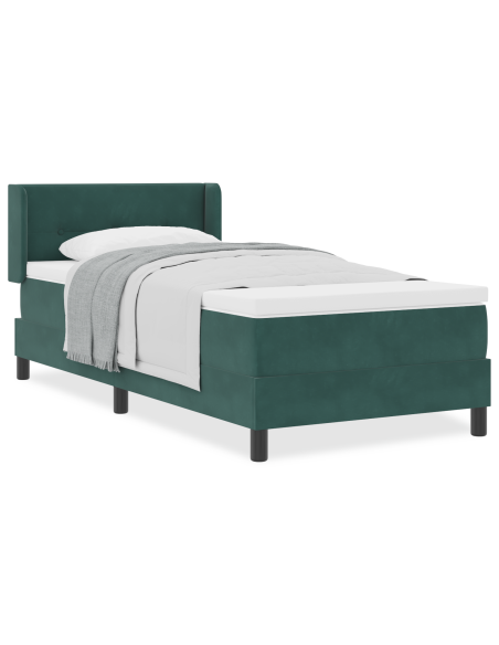 Letto con Box Spring e Materasso  Verde Scuro 80x200 cm Velluto